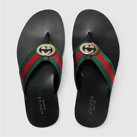 gucci mens thongs|Men's Thong Sandal With Web In Green/Red Web .